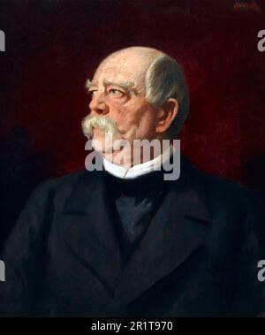 Bismarck. Painting of Otto Eduard Leopold, Prince of Bismarck, Duke of Lauenburg (Otto von Bismarck: 1815-1898), a conservative Prussian statesman who dominated German and European affairs from the 1860s until 1890. Portrait by Carl Bersch , oil on cardboard, c. 1860 Stock Photo
