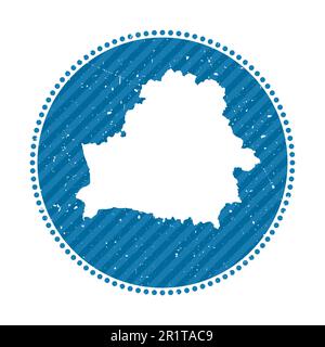 Belarus striped retro travel sticker. Badge with map of country, vector illustration. Stock Vector