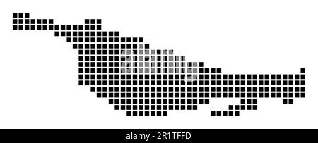 Little San Salvador Island map. Map of Little San Salvador Island in dotted style. Borders of the island filled with rectangles for your design. Vecto Stock Vector