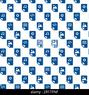 Media Files Outline Icons On White Background. Modern Web Seamless Pattern Design. Different Web Signs Pattern. Audio, Video and Document Files Symbol Stock Vector