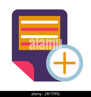Electronic text document adding glyph vector illustration. Creating new doc, notepad icon Stock Vector