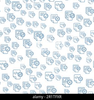 Media Files Outline Icons On White Background. Modern Web Seamless Pattern Design. Different Web Signs Pattern. Audio, Video and Document Files Symbol Stock Vector