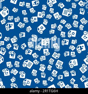 Seamless Pattern with Document Files Folders Icons. Different Business Media Files on Blue Background Isolated Flat Web Signs Vector Illustration Stock Vector
