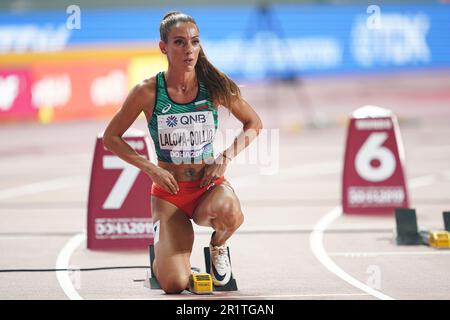 Ivet Lalova-Collio running the 200m at the 2019 World Athletics Championships in Doha. Stock Photo