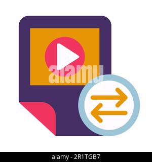 Video file exchange symbol glyph vector illustration. Multimedia sharing and management icon Stock Vector