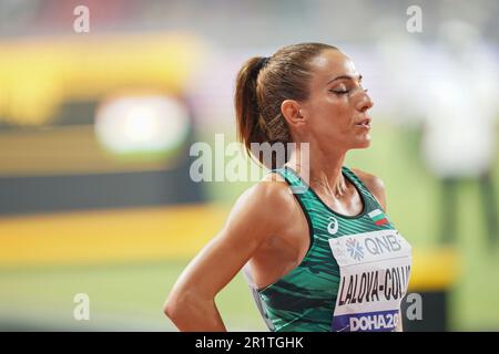 Ivet Lalova-Collio running the 200m at the 2019 World Athletics Championships in Doha. Stock Photo