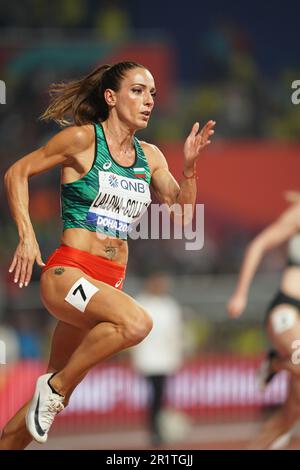 Ivet Lalova-Collio running the 200m at the 2019 World Athletics Championships in Doha. Stock Photo