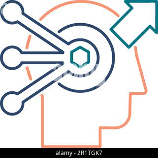 Problem solving and decision making linear vector icon. Data processing thin line pictogram Stock Vector