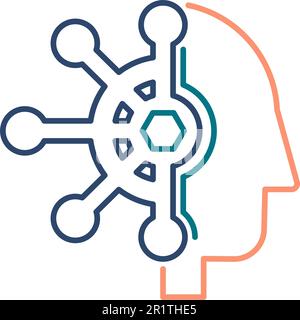 Human mind control linear vector icon isolated on white. Brain ...