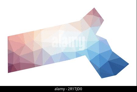 Map of Massachusetts. Low poly illustration of the us state. Geometric design with stripes. Technology, internet, network concept. Vector illustration Stock Vector