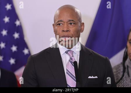 Ny, USA. 15th Mar, 2023. Stewart Hotel, New York, USA, March 15, 2023 - Mayor Eric Adams along with the Brodsky Family Delivers Remarks at Event highlighting need for donations for asylum seekers at the Stewart Hotel Ballroom in New York City. Photo: Luiz Rampelotto/EuropaNewswire (Credit Image: © Luiz Rampelotto/ZUMA Press Wire) EDITORIAL USAGE ONLY! Not for Commercial USAGE! Stock Photo