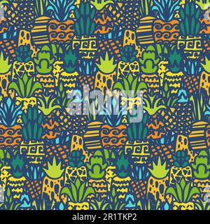 Whole pineapples vector seamless pattern. Summer juicy fruits, tropical wallpaper, textile design Stock Vector