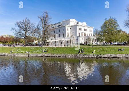 Stora Teatern, Great Theatre also called Storan a new renaissance style building in Kungsparken from 1859 by canal. Gothenburg 400 years anniversary. Stock Photo