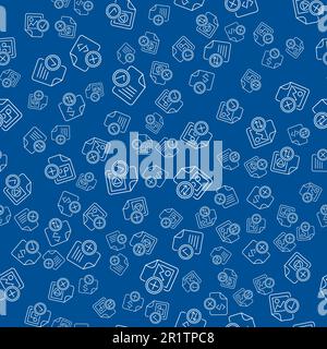 Seamless Pattern with Document Files Folders Icons. Different Business Media Files on Blue Background Isolated Flat Web Signs Vector Illustration Stock Vector