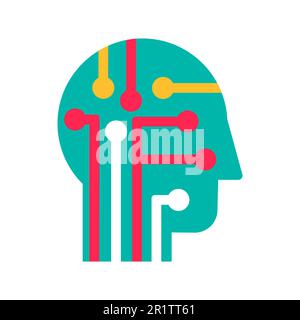 Intelligence, learning and innovation flat vector icon. Human brain power color pictogram Stock Vector