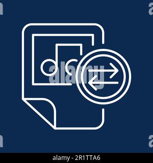 Audio files exchange monochrome linear icon. Music sending color thin line pictogram Stock Vector