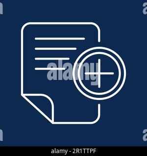 Office doc adding monochrome linear icon. Text file moving to folder thin line pictogram Stock Vector