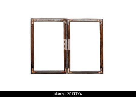Wooden window frame isolated on white background Stock Photo - Alamy