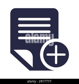 Electronic text document adding glyph vector illustration. Creating new doc, notepad icon Stock Vector