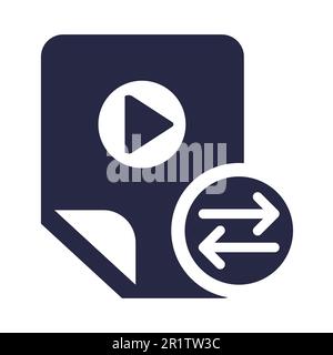 Video file exchange symbol glyph vector illustration. Multimedia sharing and management icon Stock Vector