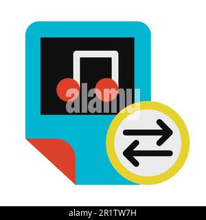 Audio files, music exchange glyph vector icon. Media sending multicolor pictogram isolated on white Stock Vector