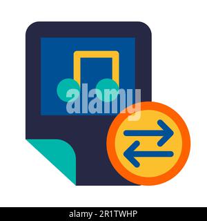 Audio files, music exchange glyph vector icon. Media sending multicolor pictogram isolated on white Stock Vector