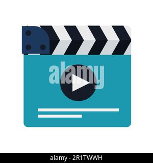 Cinema clapper board flat vector icon. Arrow play sign. Video production. Movie industry Stock Vector