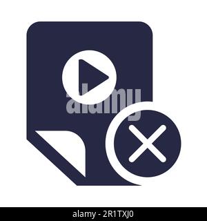 Multimedia player removal, app deletion glyph icon. Monocolor pictogram isolated on white background Stock Vector