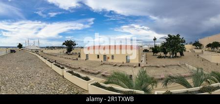 Luanda Angola - 03 24 2023: Amazing panoramic inside view at the Luanda Fortress, interior buildings garden and military and colonial museum, Angolan Stock Photo