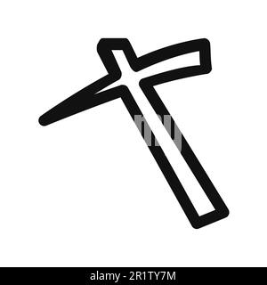 Black mine pickaxe thick line vector icon. Mining equipment isolated on white background Stock Vector