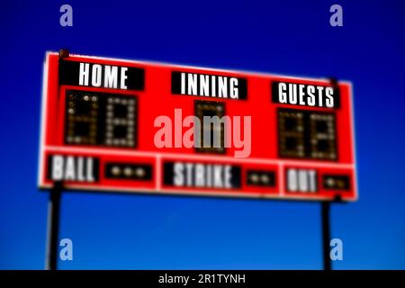 Baseball scoreboard with details of score ball strike innings selective focus Stock Photo