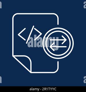 System files exchange monochrome linear icon. HTML tag transfer mark color thin line pictogram Stock Vector