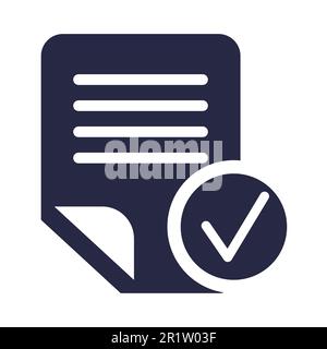 Electronic text document symbol glyph vector illustration. Online doc, notepad and tick icon Stock Vector