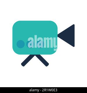 Video camera flat vector icon. Film recording cam. Moviemaking. Security monitoring Stock Vector