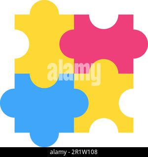 Logical thinking flat vector icon. Teamwork, collaboration, cooperation symbol. Cartoon puzzles Stock Vector