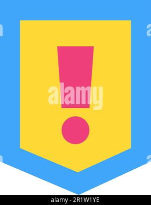 Attention, warning flat icon. Careful personality. Shield with exclamation mark. Safety, insurance Stock Vector