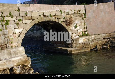 Kemere Bridge in Amasra, Turkey, was built during the Roman period. Stock Photo