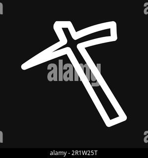 Black mine pickaxe thick line vector icon. Mining equipment isolated on white background Stock Vector