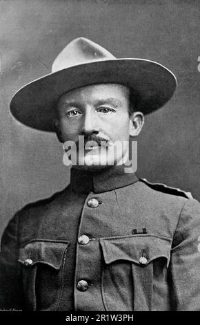 The Boer War, also known as the Second Boer War, The South African War and The Anglo-Boer War. This image shows: Colonel R.S.S. Baden-Powell: Commanding officer at Mafeking. Original photo by “Elliott and Fry”, c1900. Stock Photo