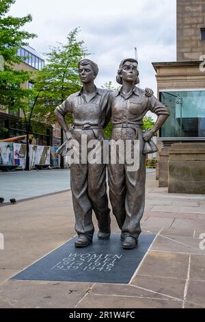 Statues In Sheffield The Women of Steel statue in Sheffield in the UK Stock Photo - Alamy
