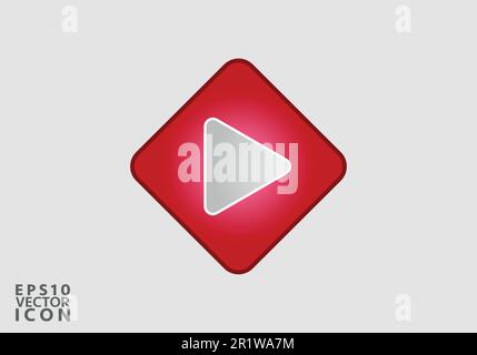 Play icon, vector illustration. Flat design style Stock Vector