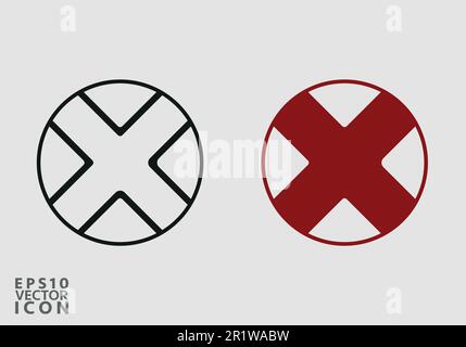 Cross Icon. Cancel icon. Close icon, Stop Icon - Prohibition Vector, Sign and Symbol for Design, Presentation, Website or Apps Elements. Stock Vector
