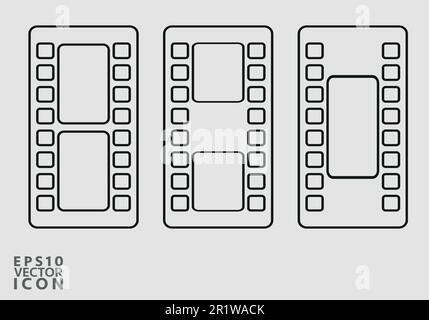 Cinema filmstrip roll on white background. Blank negative film. 35mm film slide frame. Cinema or photo frames. Long, retro film strip frame. Vector il Stock Vector