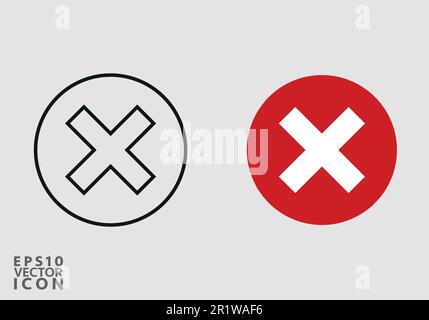 Cross Icon. Cancel icon. Close icon, Stop Icon - Prohibition Vector, Sign and Symbol for Design, Presentation, Website or Apps Elements. Stock Vector