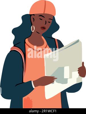 Woman engineer design over white Stock Vector