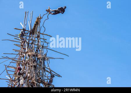 Vanuatu, Pentecost Island. Age-old ritual of land diving. Series 2 of 8. Stock Photo