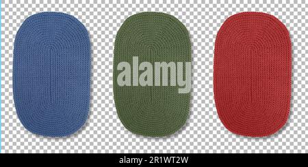 View of set colored oval mats for placing plates isolated with transparency. Stock Photo