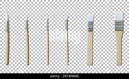 Set of different models of brushes for painting. Stock Photo