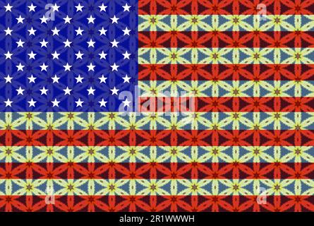 Patriotic American flag with overlaid star pattern. Memorial, Labor, Independence, Election Day, Fourth of July design concept. Stock Photo