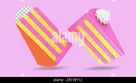 Pink Frosted Layer Cake with slice for pastry concept. Stock Photo